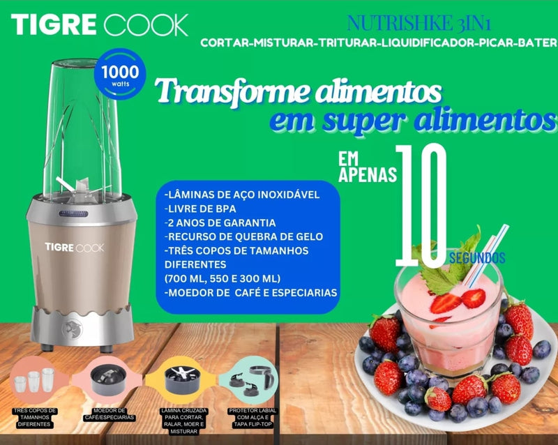 Liquidificador Tigre Cook Nutri Shake 1000w 110v 3 Em 1